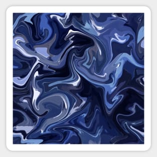 Delft Blue Silk Marble - Blue and White Liquid Paint Pattern Sticker